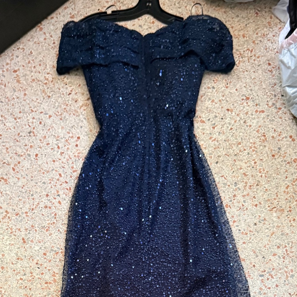 Dark blue Prom dress with sequins